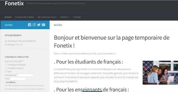 Fonetix page d'accueil